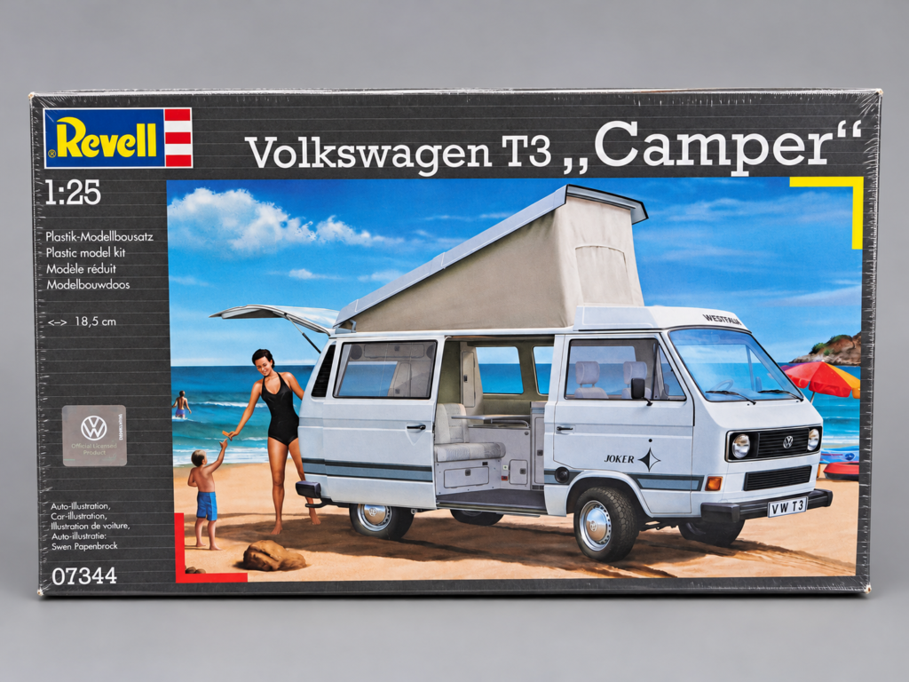 Revell 07344 Volkswagen T3 Camper factory-sealed model kit box