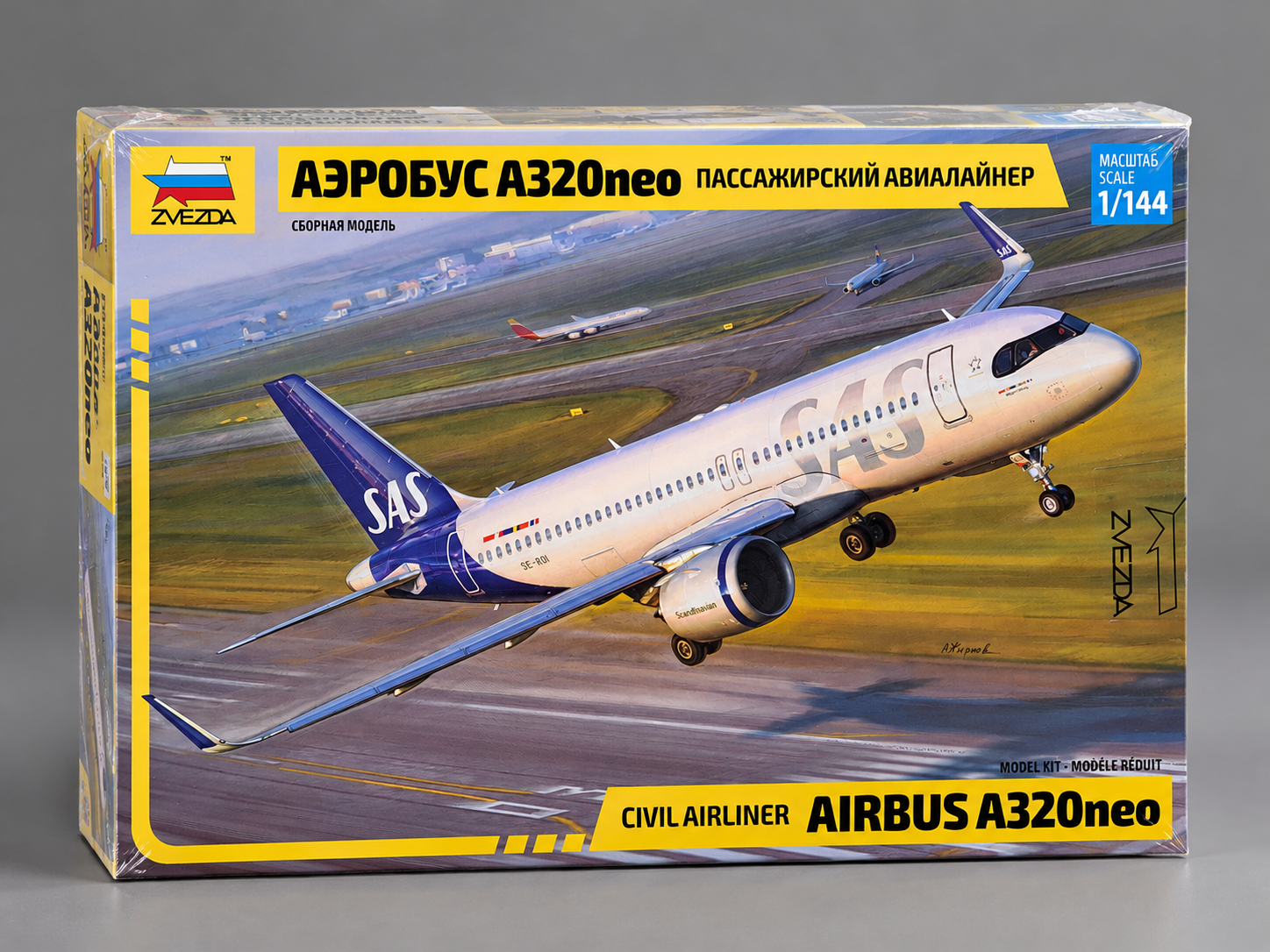 Zvezda 7037 Airbus A320neo 1:144 factory-sealed model kit box